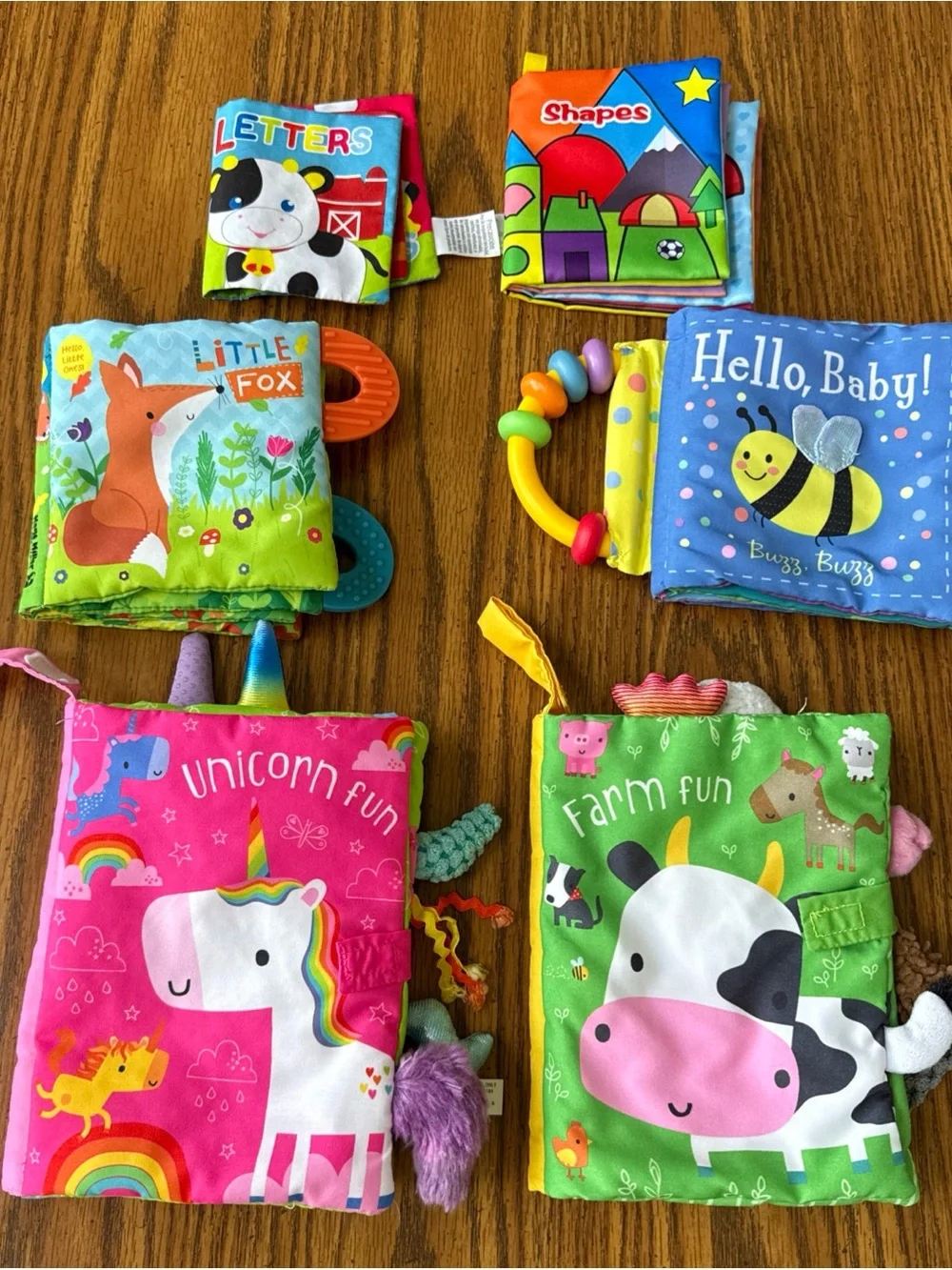 Lot Of 6 Cloth Fabric Baby Toddler Books Teethers Kane Miller Farm Unicorn Fox